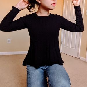 Chevron-Knit Peplum Sweater